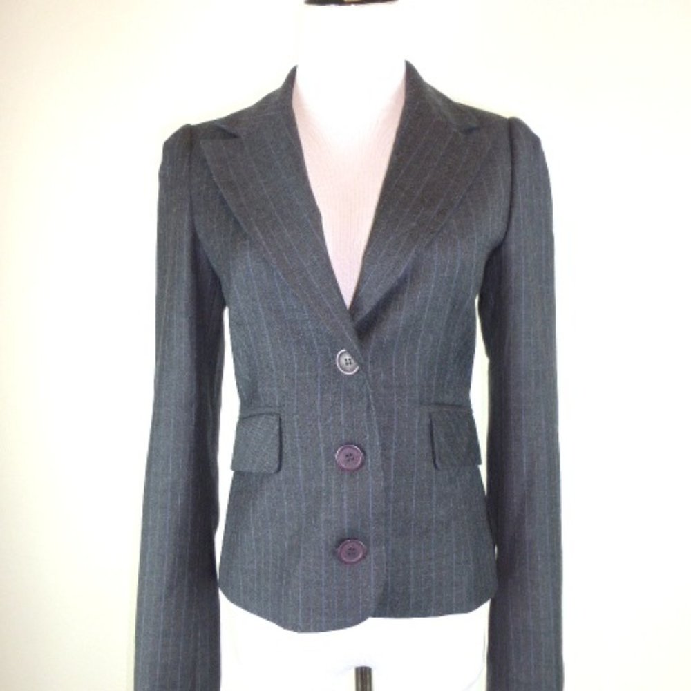 Juicy Couture charcoal gray wool pin stripe blazer vintage S